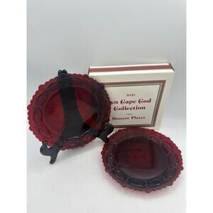 Avon Cape Cod Ruby Red Dessert Plates Set of 2 New With Box